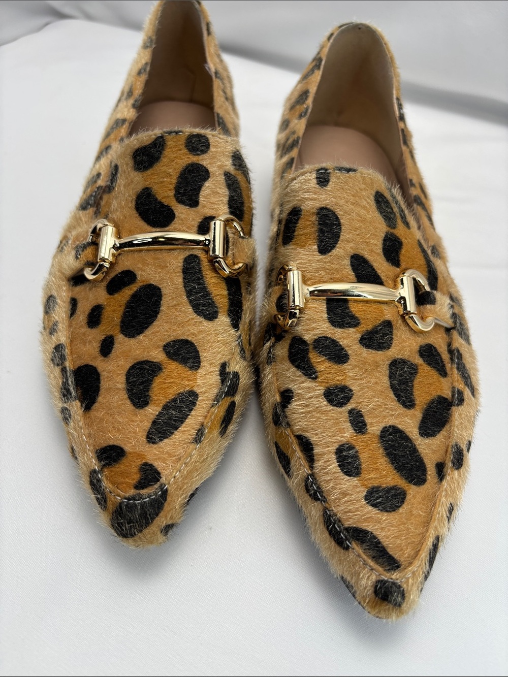 Women’s Sz39/8-8.5 Leopard Gold Accent Pointy Toe Loafers Fast Fashion #332 - Picture 3 of 8